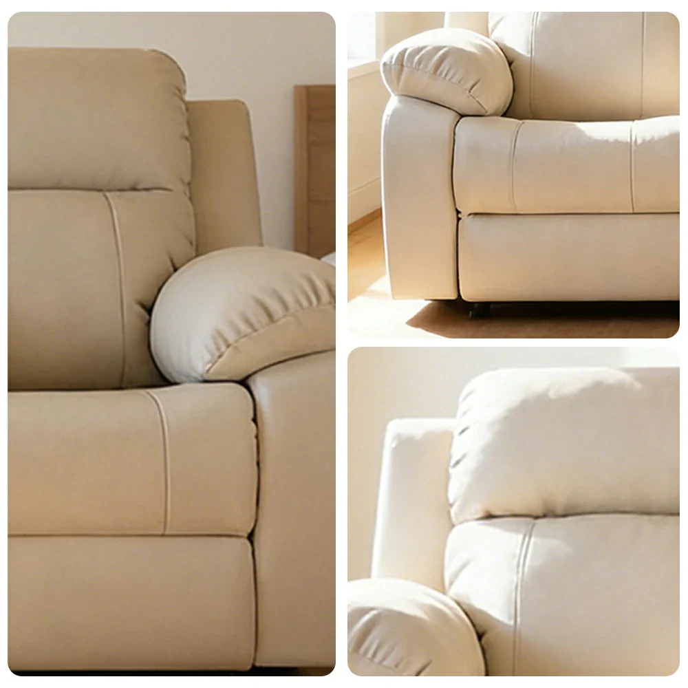 LUXORA 220/250cm 3-Seater Electric Recliner Sofa Wide-Angle Adjustment Premium Imported Leather 7D Fibre Comfort Support with Centre Backrest Console Table - Beige - Image 3