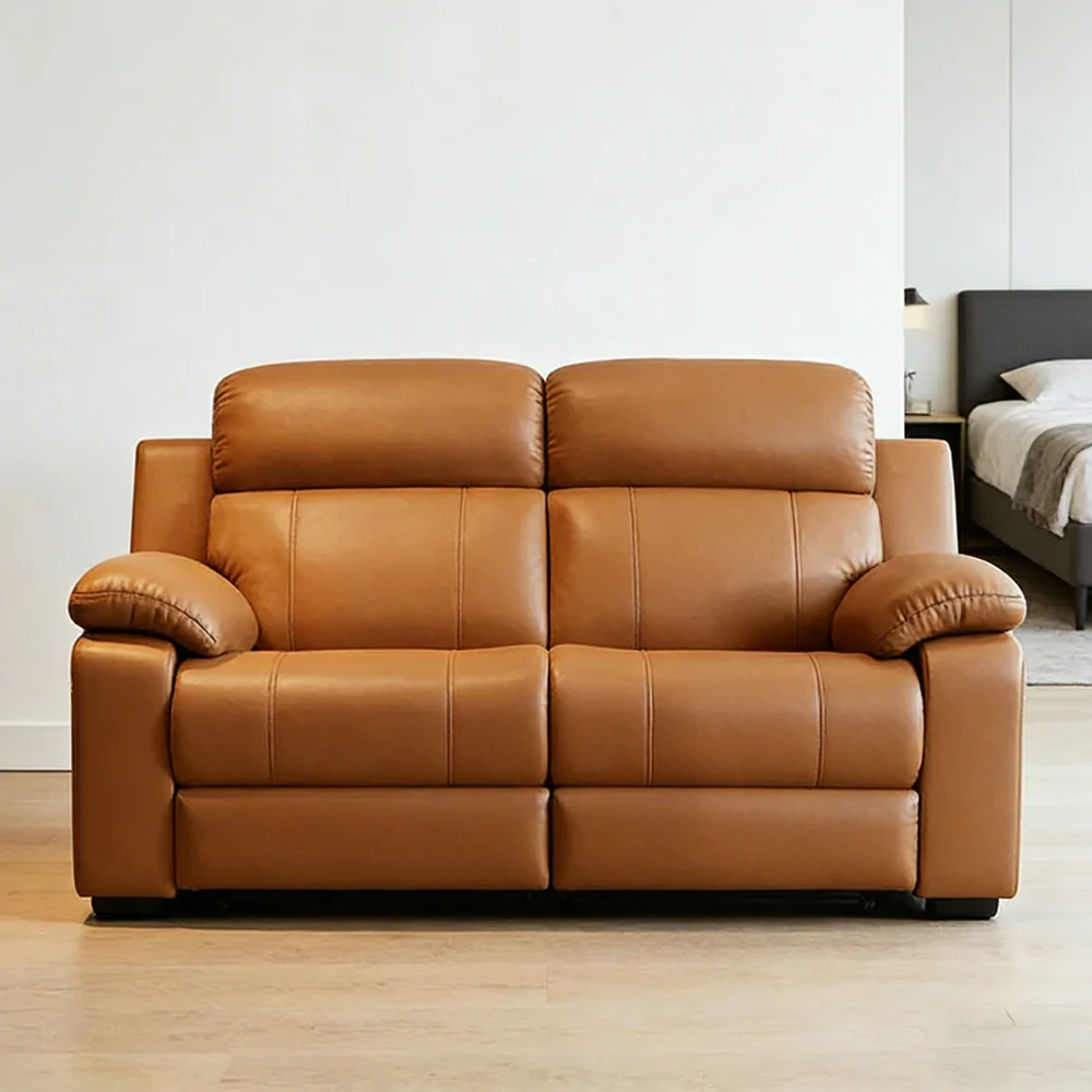 LUXORA 160/180cm 2-Seater Electric Recliner Sofa Wide-Angle Adjustment Premium Imported Leather 7D Fibre Comfort Support - Brown - Image 2