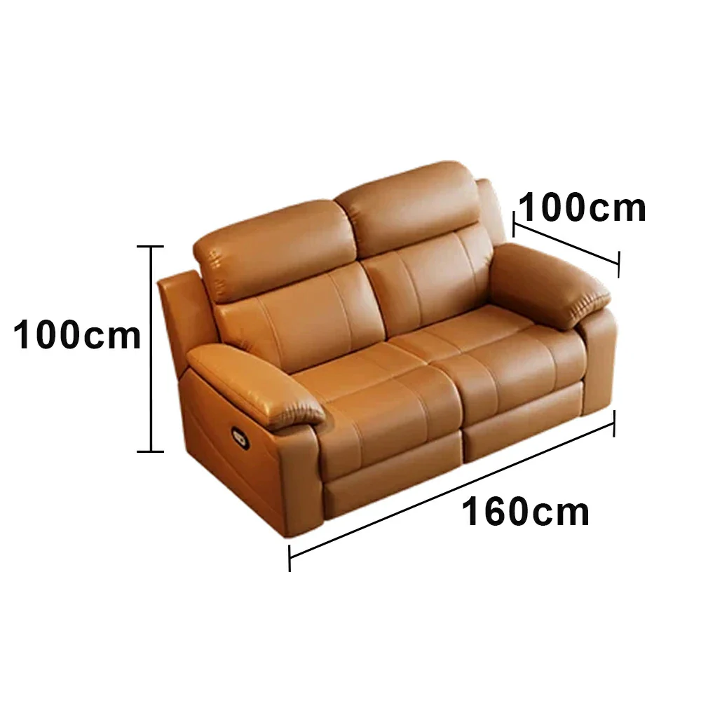 LUXORA 160/180cm 2-Seater Electric Recliner Sofa Wide-Angle Adjustment Premium Imported Leather 7D Fibre Comfort Support - Brown - Image 5