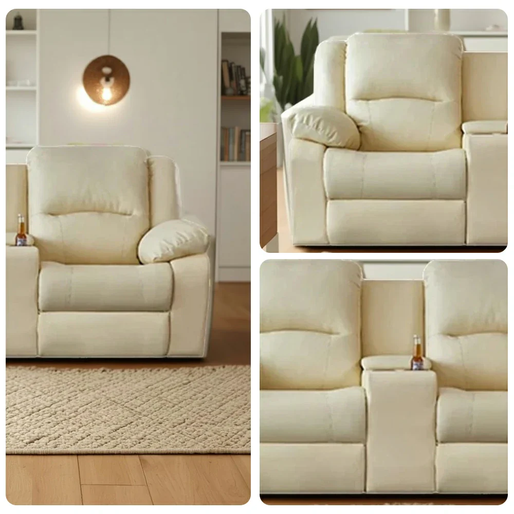 LUXORA 190/210cm Full Electric Recliner Sofa 2-Seater with Storage Console Dual Motor Comfort Design - Beige - Image 3