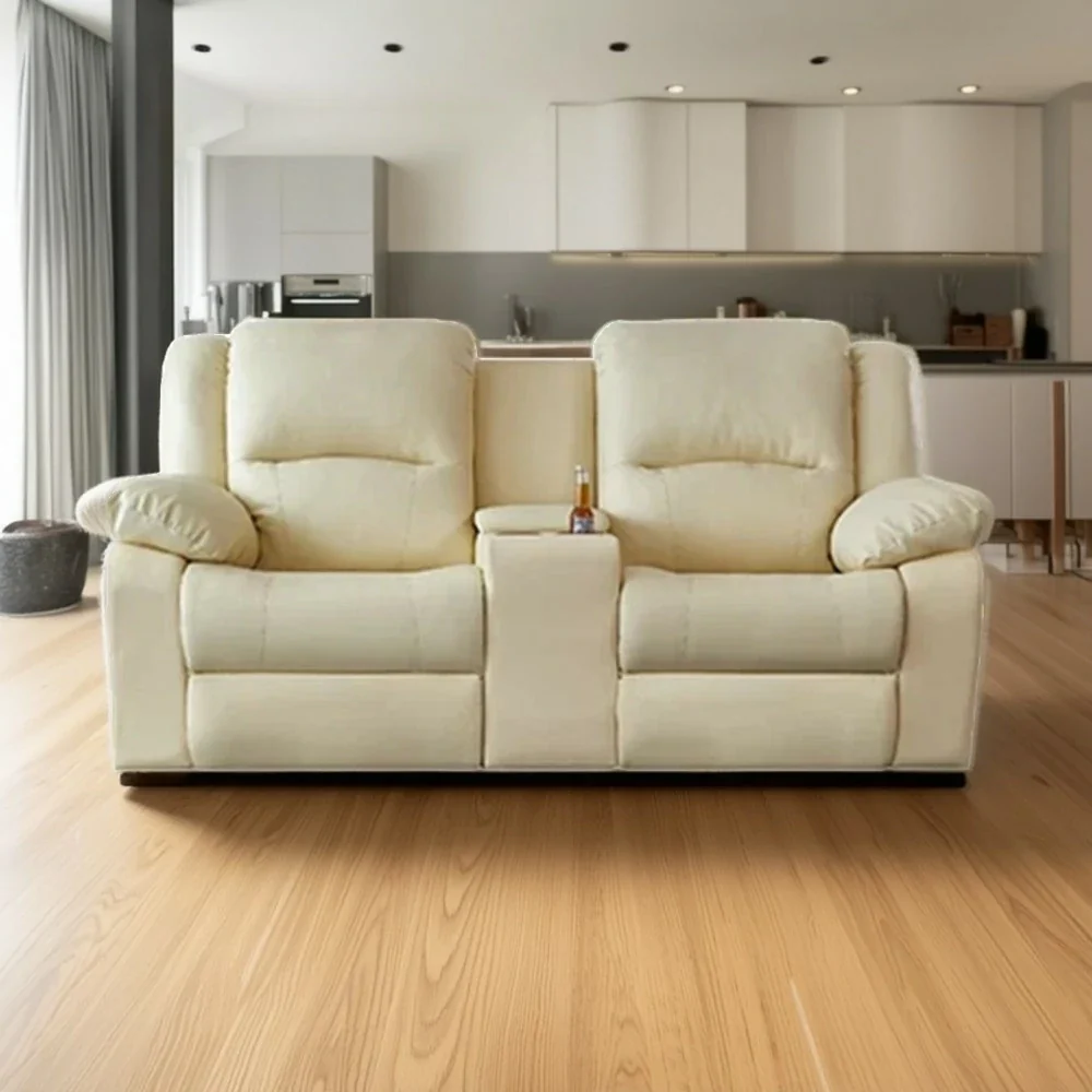 LUXORA 190/210cm Full Electric Recliner Sofa 2-Seater with Storage Console Dual Motor Comfort Design - Beige - Image 4
