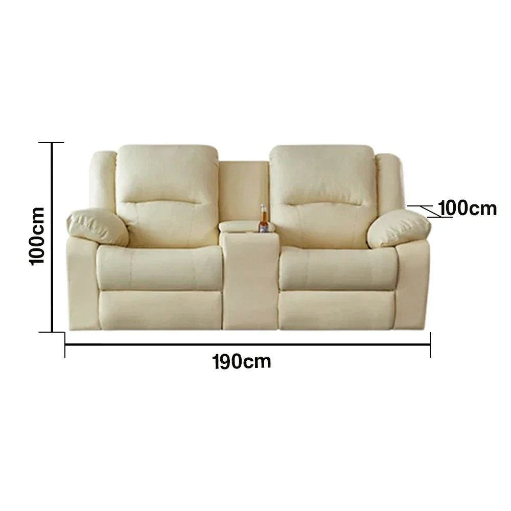 LUXORA 190/210cm Full Electric Recliner Sofa 2-Seater with Storage Console Dual Motor Comfort Design - Beige - Image 5