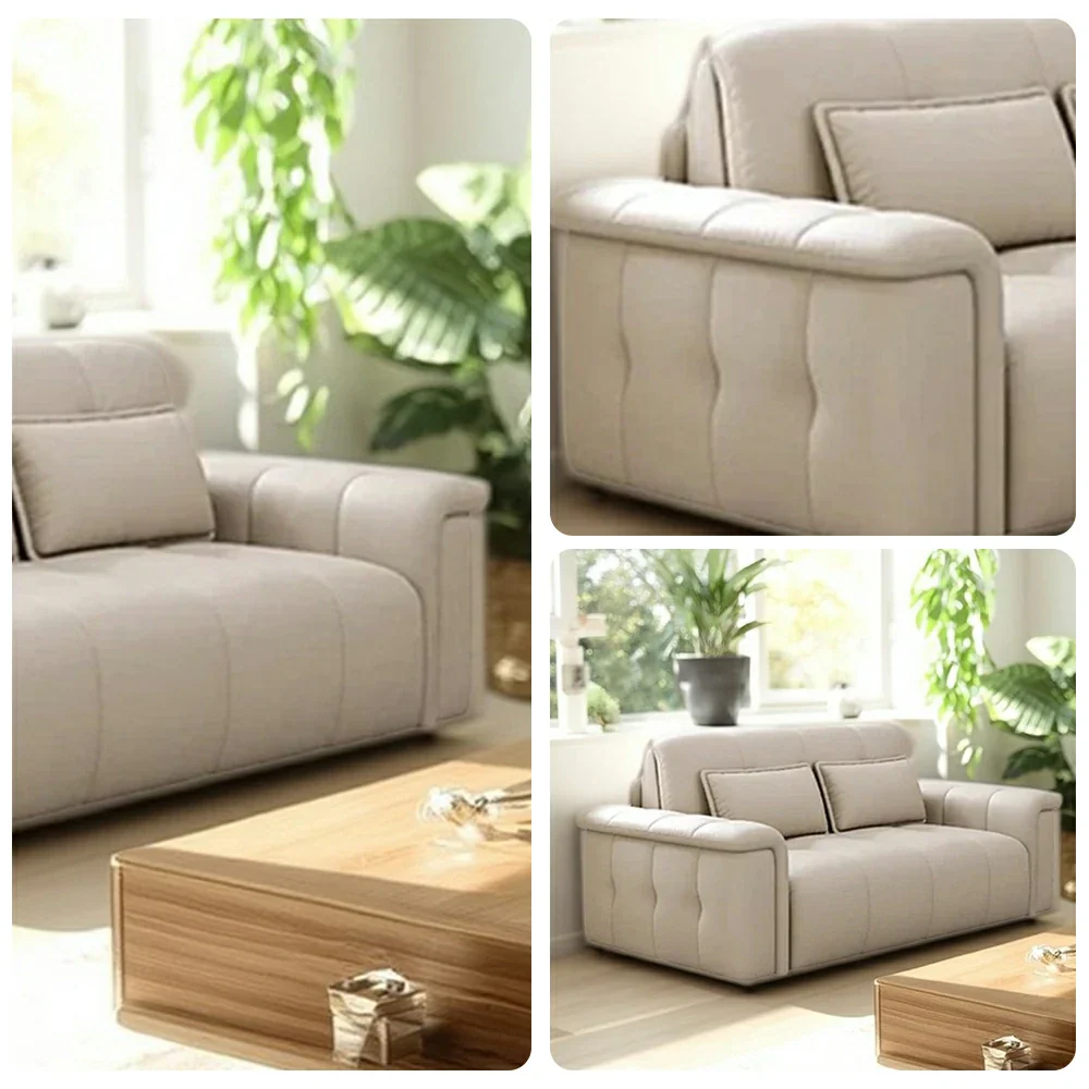 LUXORA 125/155cm Sofa Bed, Soft Cat-Scratch Leather, Double Rebound Cushion, High-Strength Steel Frame, Easy Sofa-to-Bed Conversion - Image 3