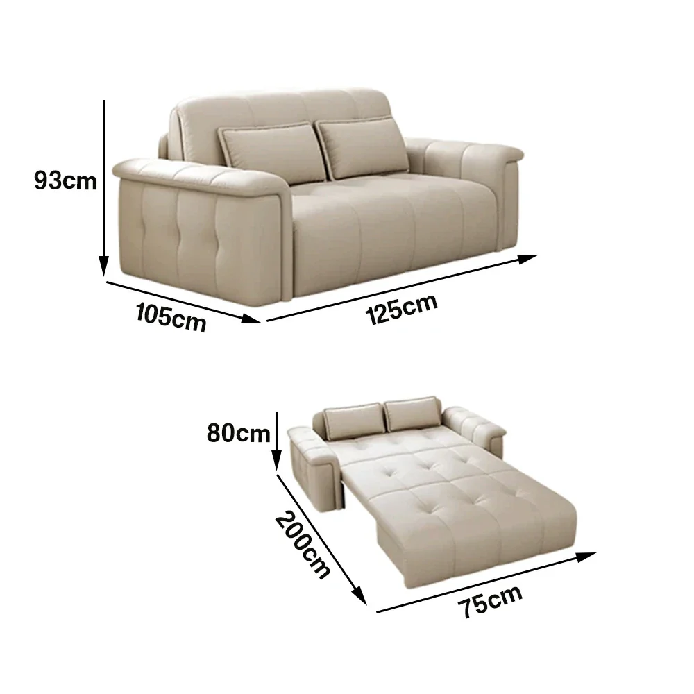 LUXORA 125/155cm Sofa Bed, Soft Cat-Scratch Leather, Double Rebound Cushion, High-Strength Steel Frame, Easy Sofa-to-Bed Conversion - Image 5