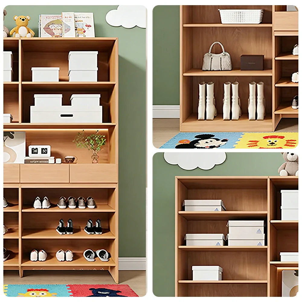 LUXORA 180/200cm Storage Cabinet - Multi-Shelf & Drawer Organiser with Eco Solid Wood Panels, Slim 35cm Depth & Flush Wall Design - Image 3