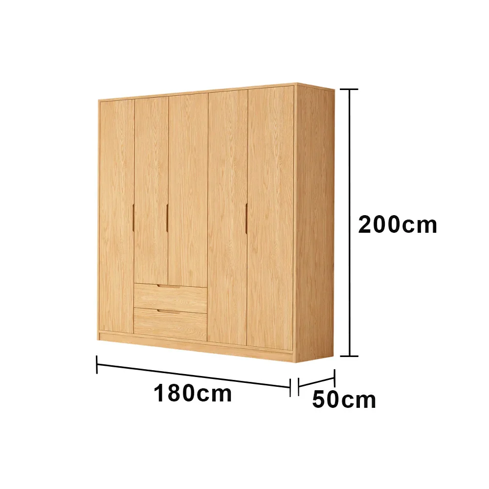LUXORA 180/200cm Modern Wardrobe Cabinet - Flush Inset Door Design, Solid Timber Construction, Soft-Close Hinges & Quiet Drawers - Wood - Image 5