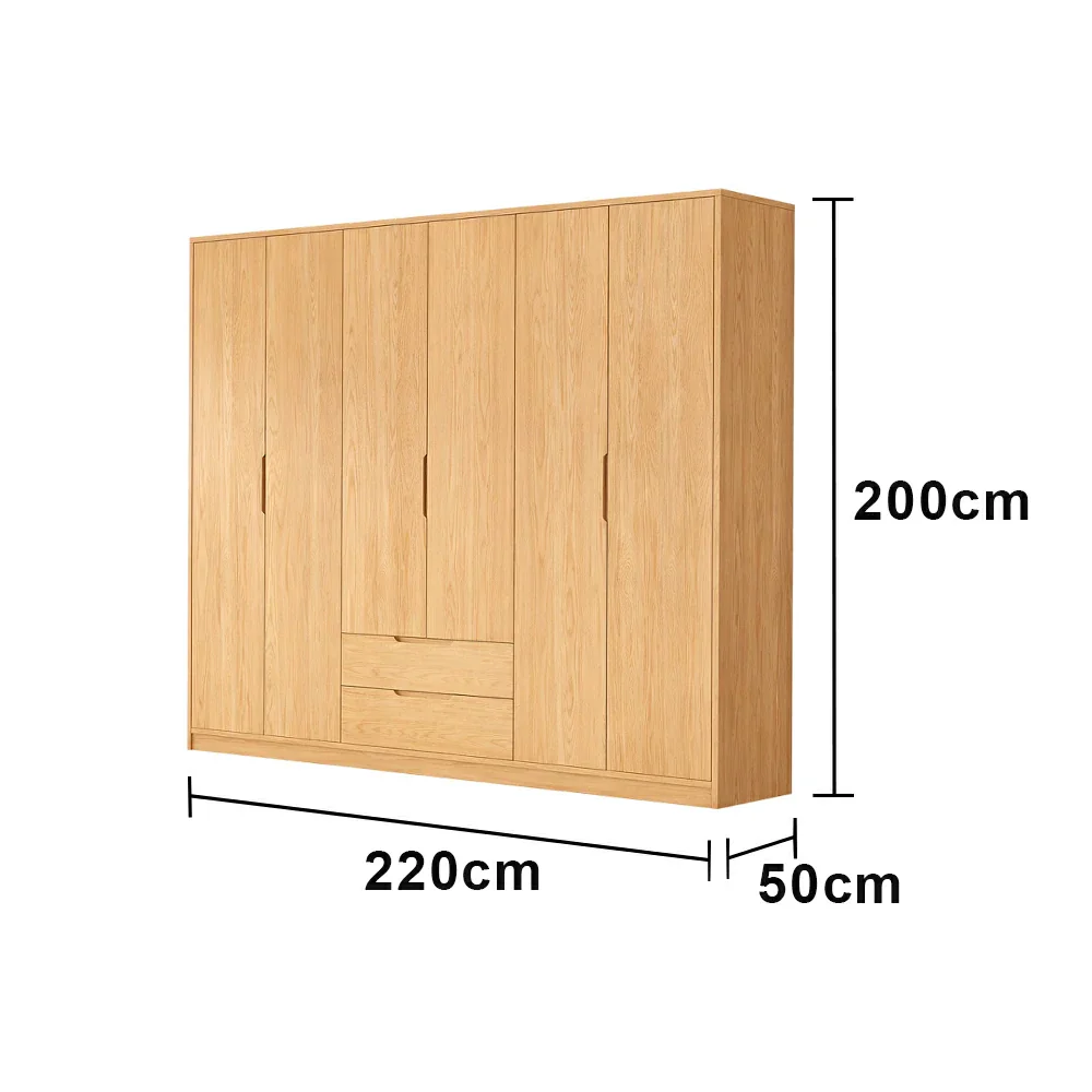LUXORA 220/240cm Modern Wardrobe Cabinet - Flush Inset Door Design, Solid Timber Construction, Soft-Close Hinges & Quiet Drawers - Wood - Image 5
