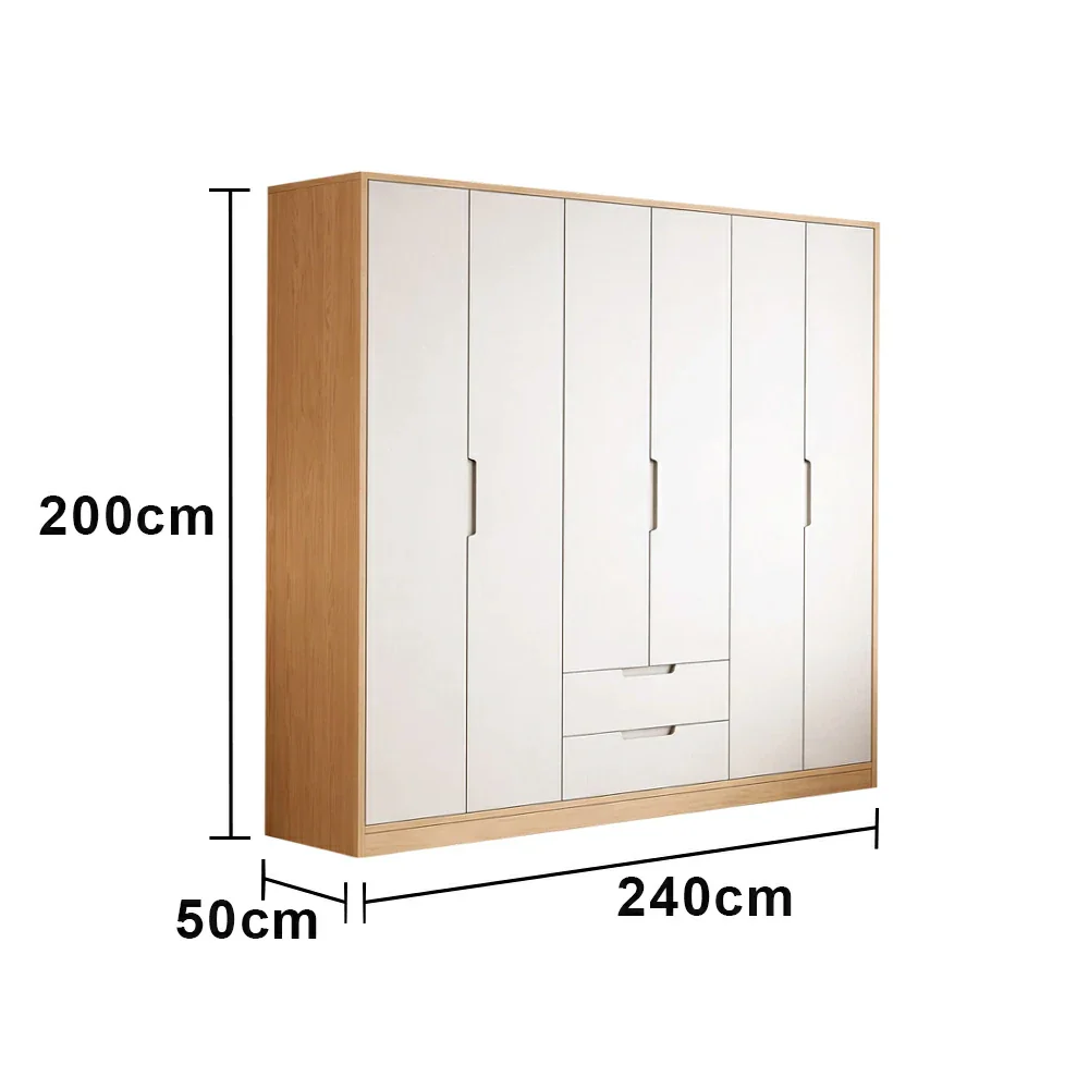LUXORA 220/240cm Wardrobe Cabinet - Multi-Compartment Hanging Storage with Malacca Board Doors, Solid Wood Rail & Soft-Close Hardware - Image 6