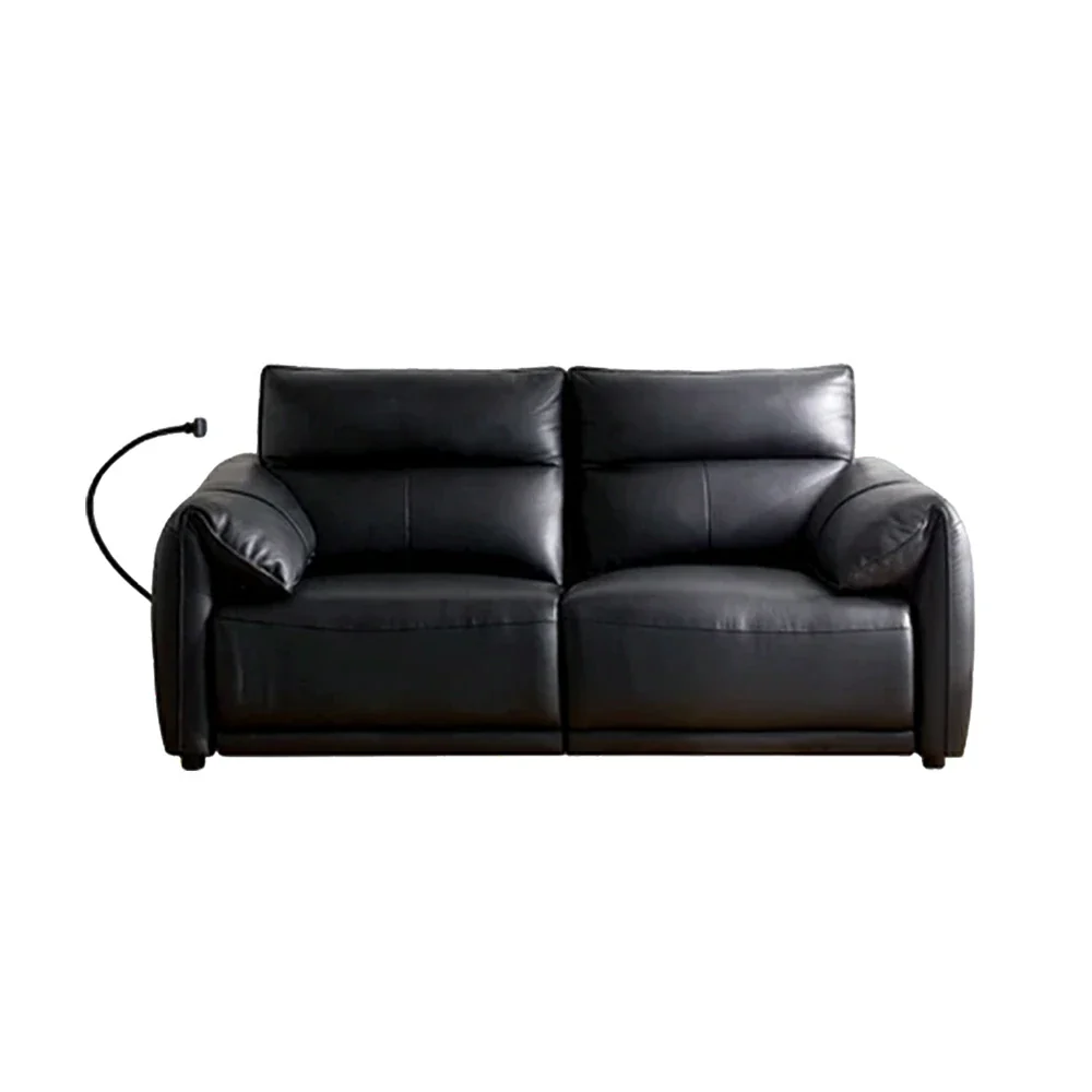 LUXORA 182/202cm Dual Electric Recliner Sofa 2-Seater Zero-Wall Recline Genuine Leather Comfort Design - Black