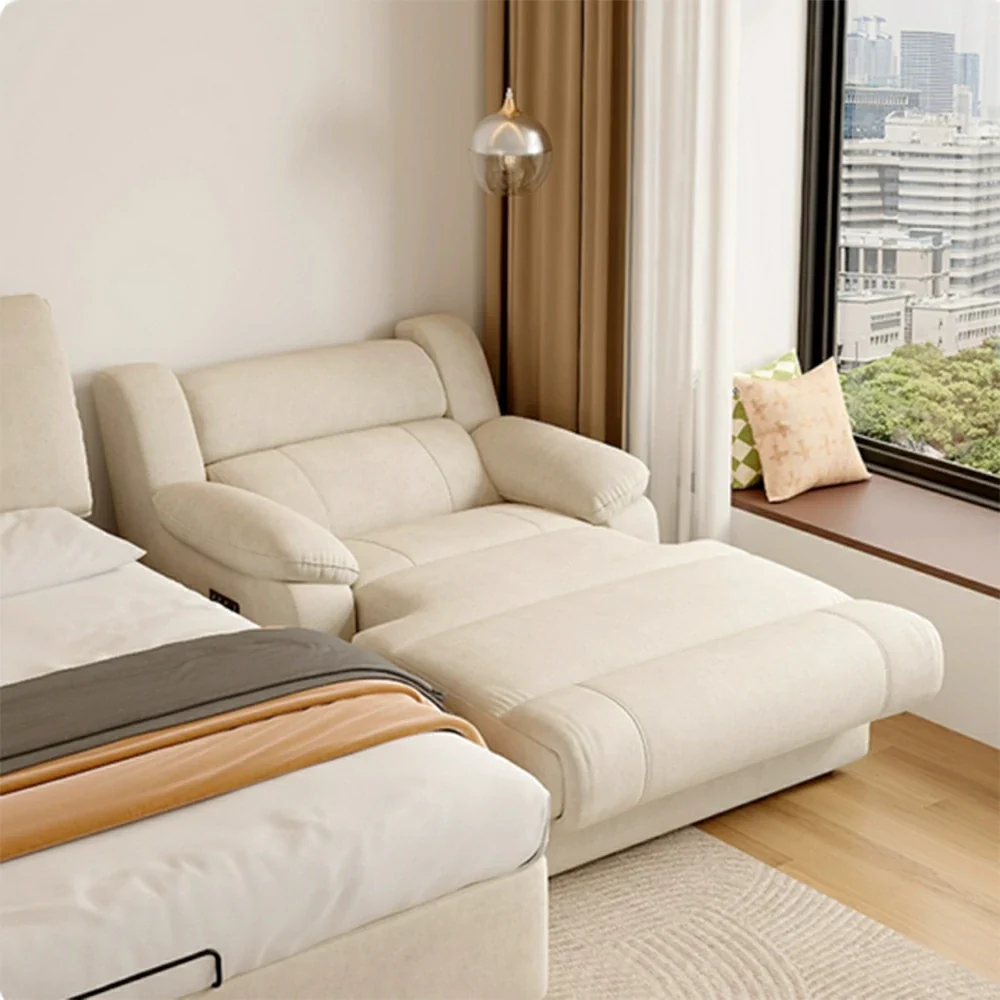 LUXORA 118cm Electric Chaise Lounge Single Seat Dual Armrest Power Extension Comfort Design - Beige - Image 2