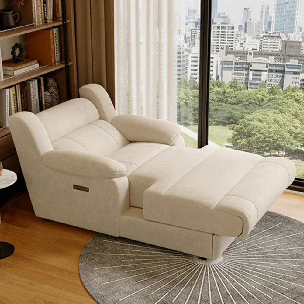 LUXORA 118cm Electric Chaise Lounge Single Seat Dual Armrest Power Extension Comfort Design - Beige - Image 4