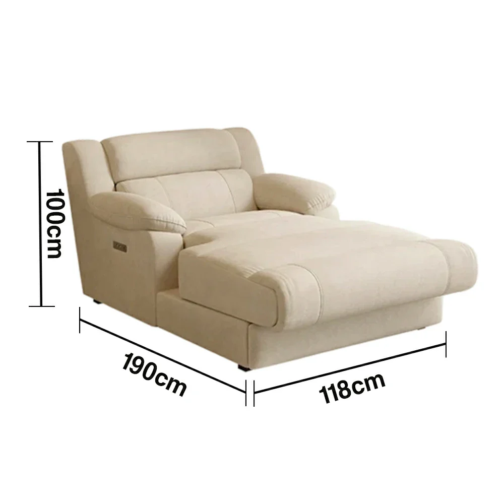 LUXORA 118cm Electric Chaise Lounge Single Seat Dual Armrest Power Extension Comfort Design - Beige - Image 5