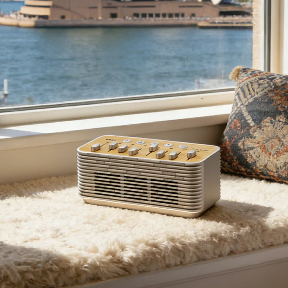 NEVORA White Noise Bluetooth Speaker Dual Speakers Rhythm Lighting Sleep and Meditation Design - Coffee - Image 2