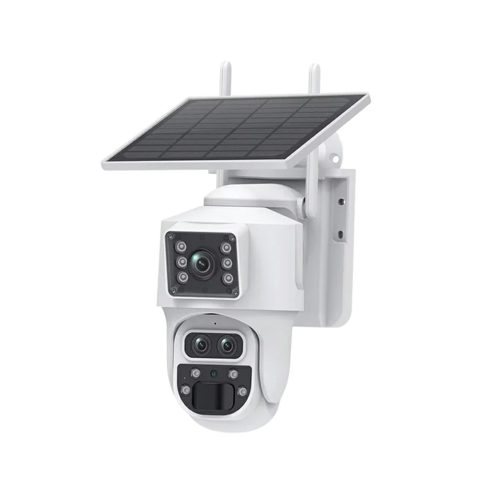 NEVORA Triple Lens Outdoor Security Camera 15x Zoom Solar Powered with Human Tracking and Night Vision