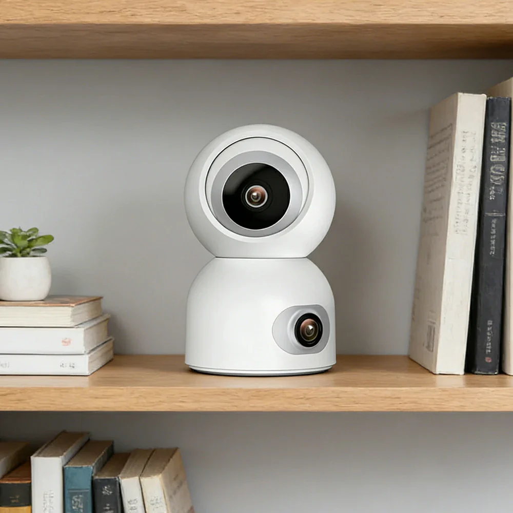 NEVORA Dual-Lens Security Camera - AI Human Tracking, Smart Auto Patrol, Infrared Night Vision, Two-Way Audio - Image 2