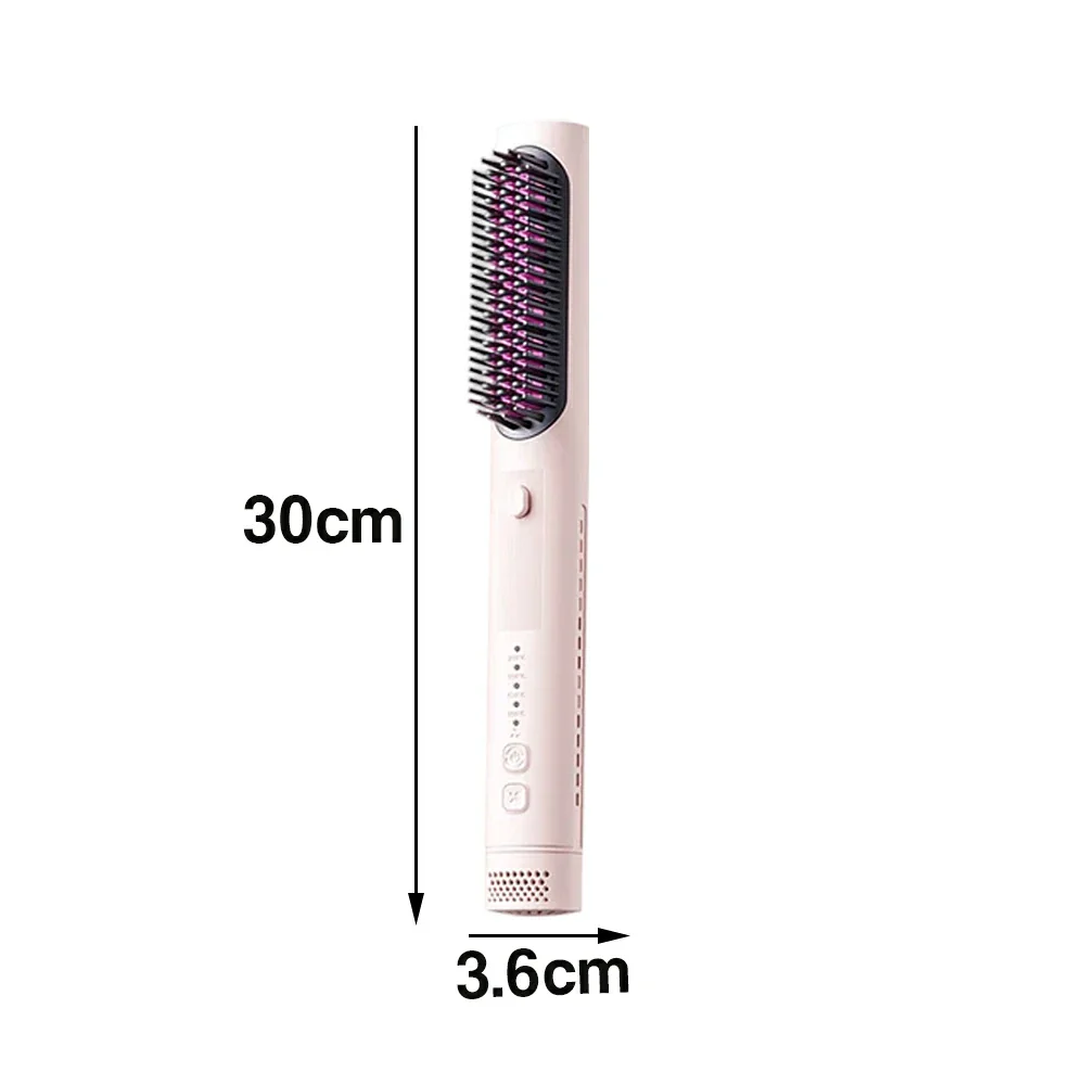 NEVORA 2-in-1 Hair Styling Brush Interchangeable Head with Negative Ion Technology Ceramic Glaze Curved Design - Pink - Image 5