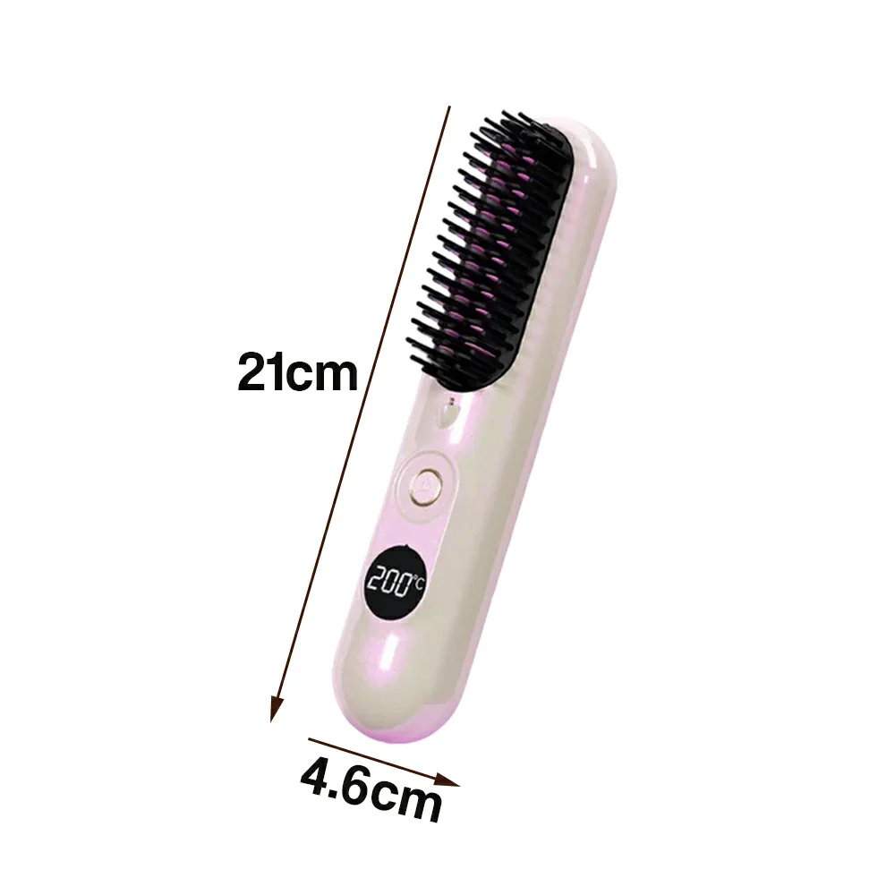 NEVORA Cordless Hair Styling Brush with LCD Temperature Control Negative Ion Technology and 4000mAh Battery - Pink - Image 5