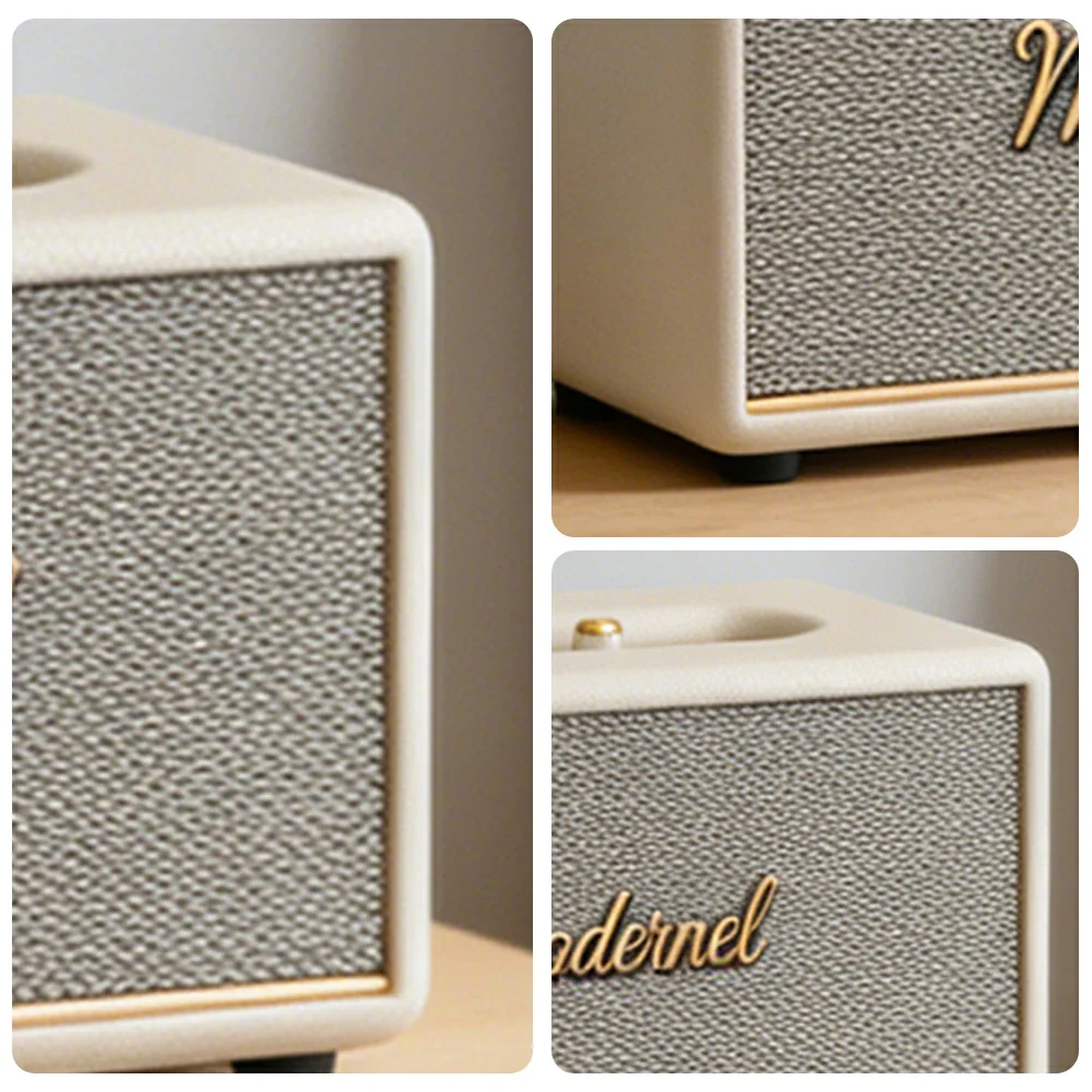 NEVORA Retro Bluetooth Speaker 60W Powerful Sound Dolby Surround Deep Bass Classic Knob Design - White - Image 3