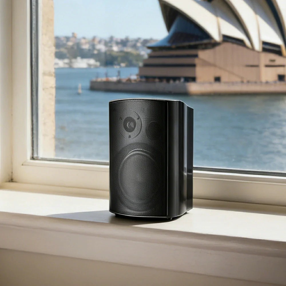 NEVORA Wireless Wall Mounted Speaker Long Range Signal Microphone Input ABS Commercial Design - Black - Image 2