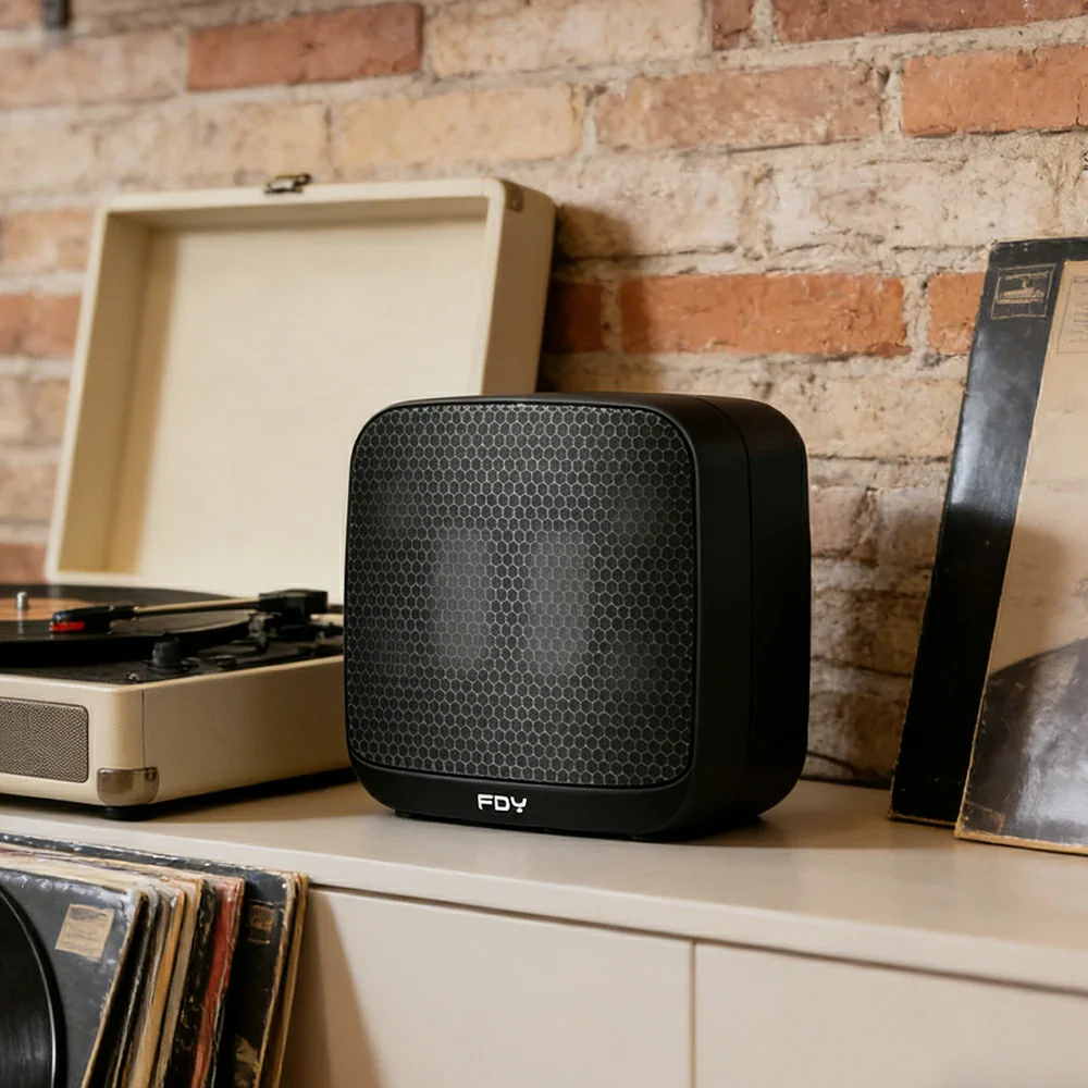 NEVORA Wall Mounted Bluetooth Speaker Ultra Slim Design with LED Ambient Light Metal Grille Wide Area Sound - Black - Image 2