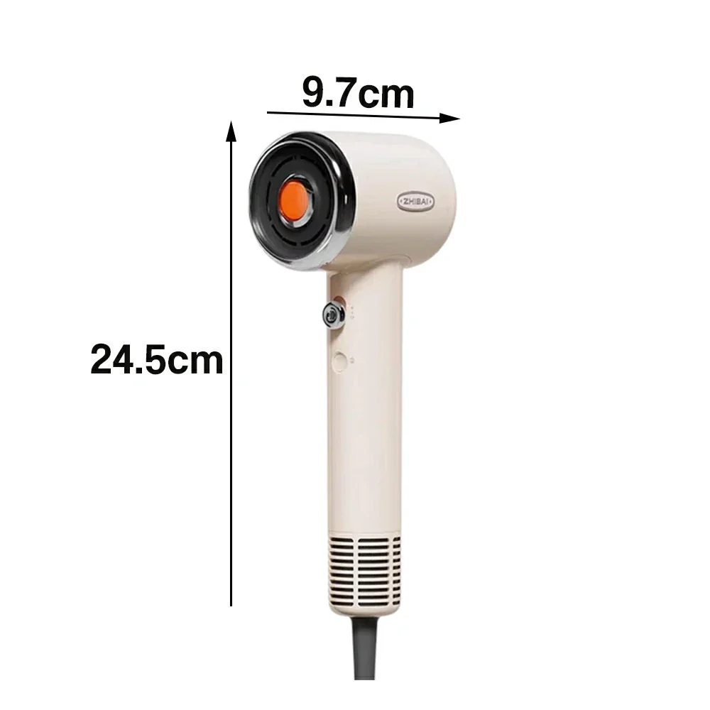 NEVORA High-Speed Hair Dryer - 120,000RPM Brushless Motor, 30m/s Powerful Airflow, Smart Care Modes, Magnetic Nozzle - Gold - Image 5