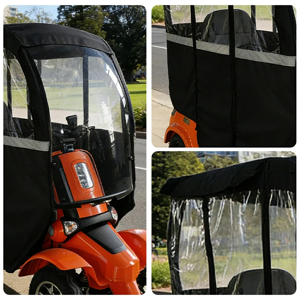 Cover Only! ROLLUX E4 Protective Weather Canopy - PVC Rainproof Wind Shield Easy Install - Black - Image 3