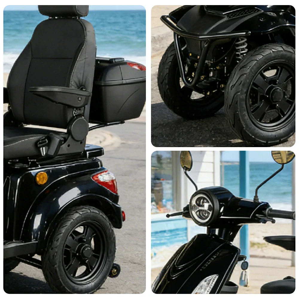 ROLLUX F2A 1000W 4 Wheels Mobility Scooter 300KG Weight Capacity - Black - Image 3
