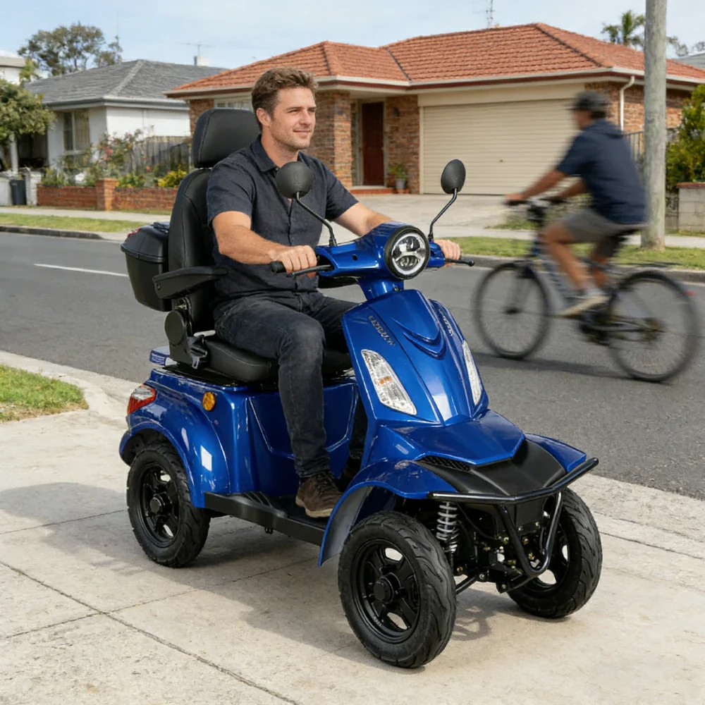 ROLLUX F2A 1000W 4 Wheels Mobility Scooter 300KG Weight Capacity - Blue - Image 5