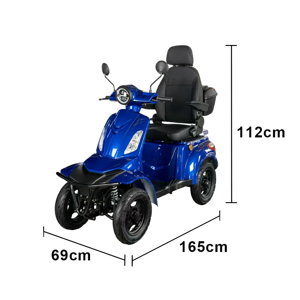 ROLLUX F2A 1000W 4 Wheels Mobility Scooter 300KG Weight Capacity - Blue - Image 6