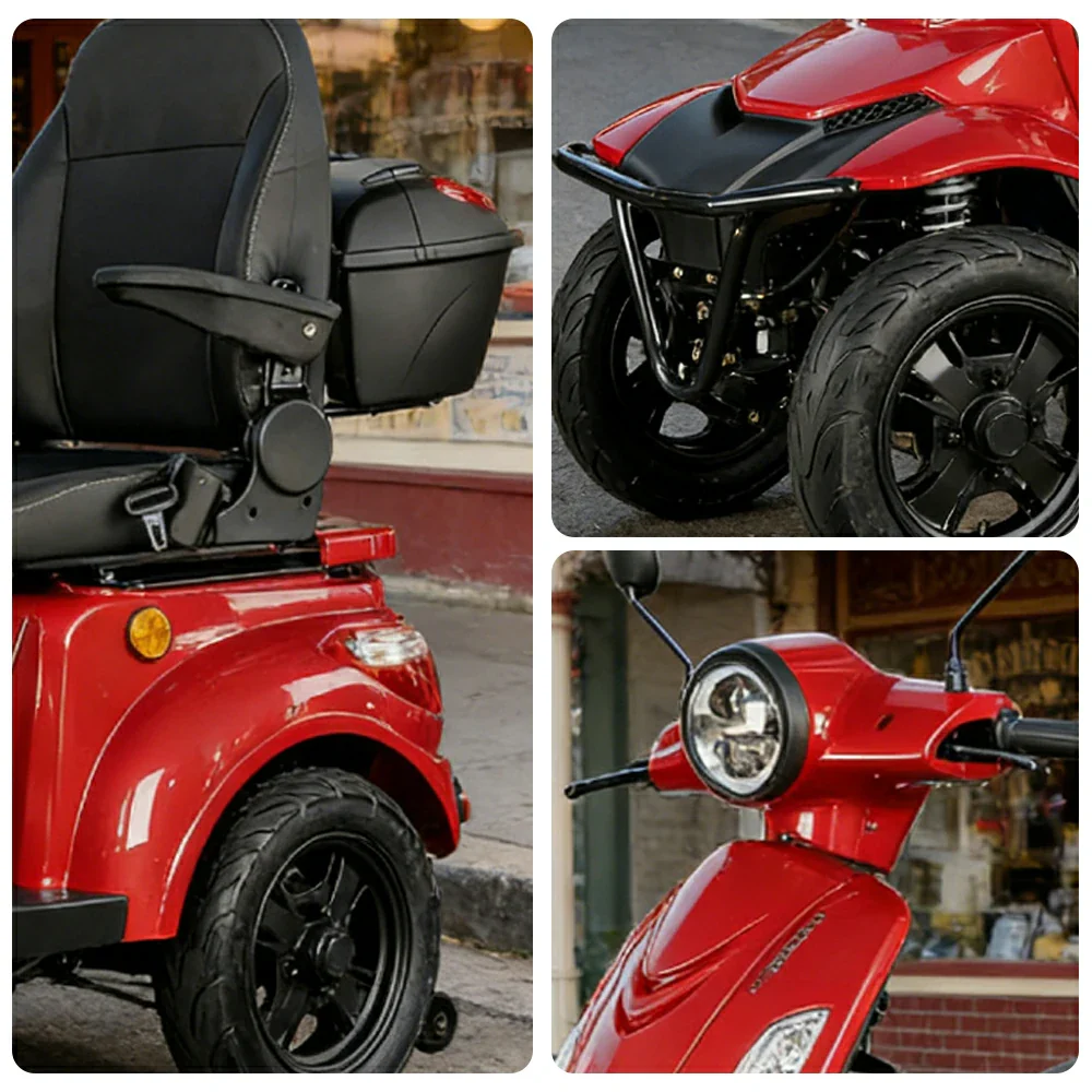 ROLLUX F2A 1000W 4 Wheels Mobility Scooter 300KG Weight Capacity - Red - Image 3