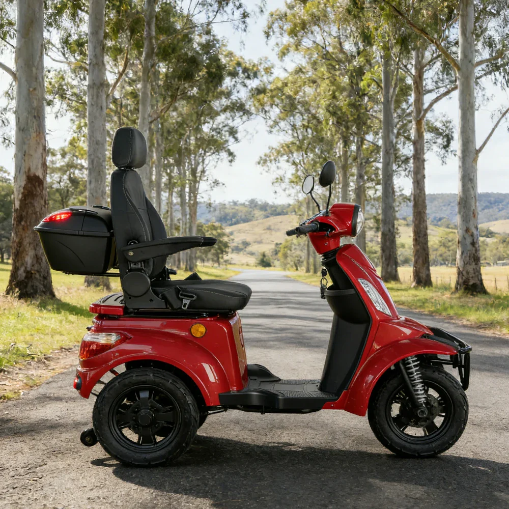 ROLLUX F2A 1000W 4 Wheels Mobility Scooter 300KG Weight Capacity - Red - Image 6