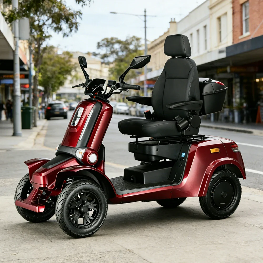 ROLLUX E4 1000W 4 Wheels Mobility Scooter 300KG Weight Capacity - Red - Image 2