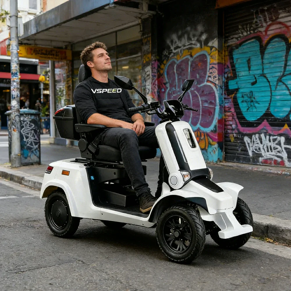 ROLLUX E4 1000W 4 Wheels Mobility Scooter 300KG Weight Capacity - White - Image 5