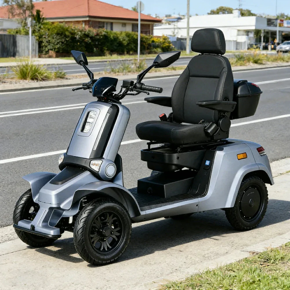 ROLLUX E4 800W×2 4-Wheel Mobility Scooter 300KG Weight Capacity with Lead-Acid Battery - Blue - Image 2