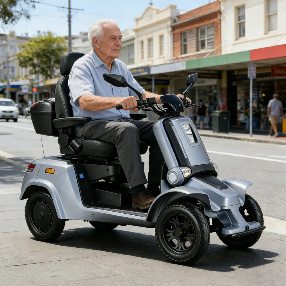 ROLLUX E4 800W×2 4-Wheel Mobility Scooter 300KG Weight Capacity with Lead-Acid Battery - Blue - Image 4
