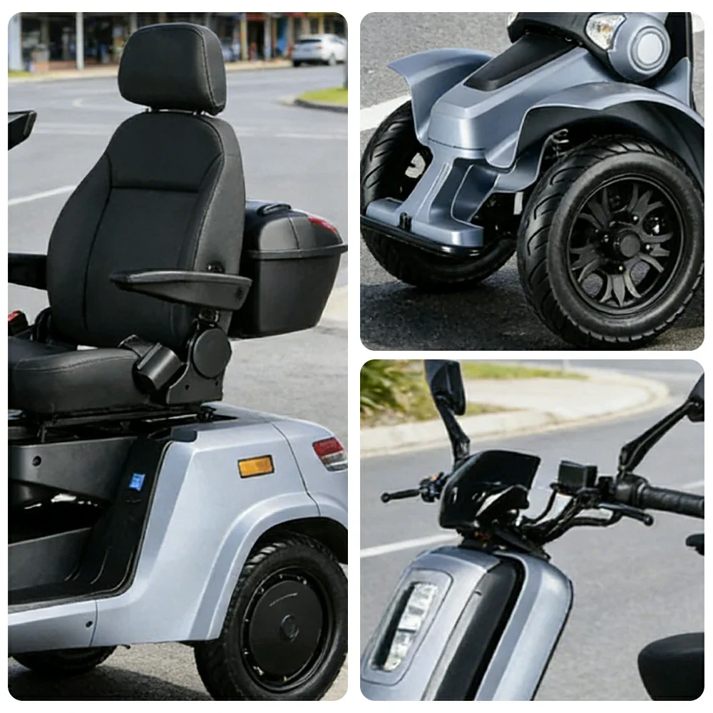 ROLLUX E4 800W×2 4-Wheel Mobility Scooter 300KG Weight Capacity with Lead-Acid Battery - Blue - Image 5