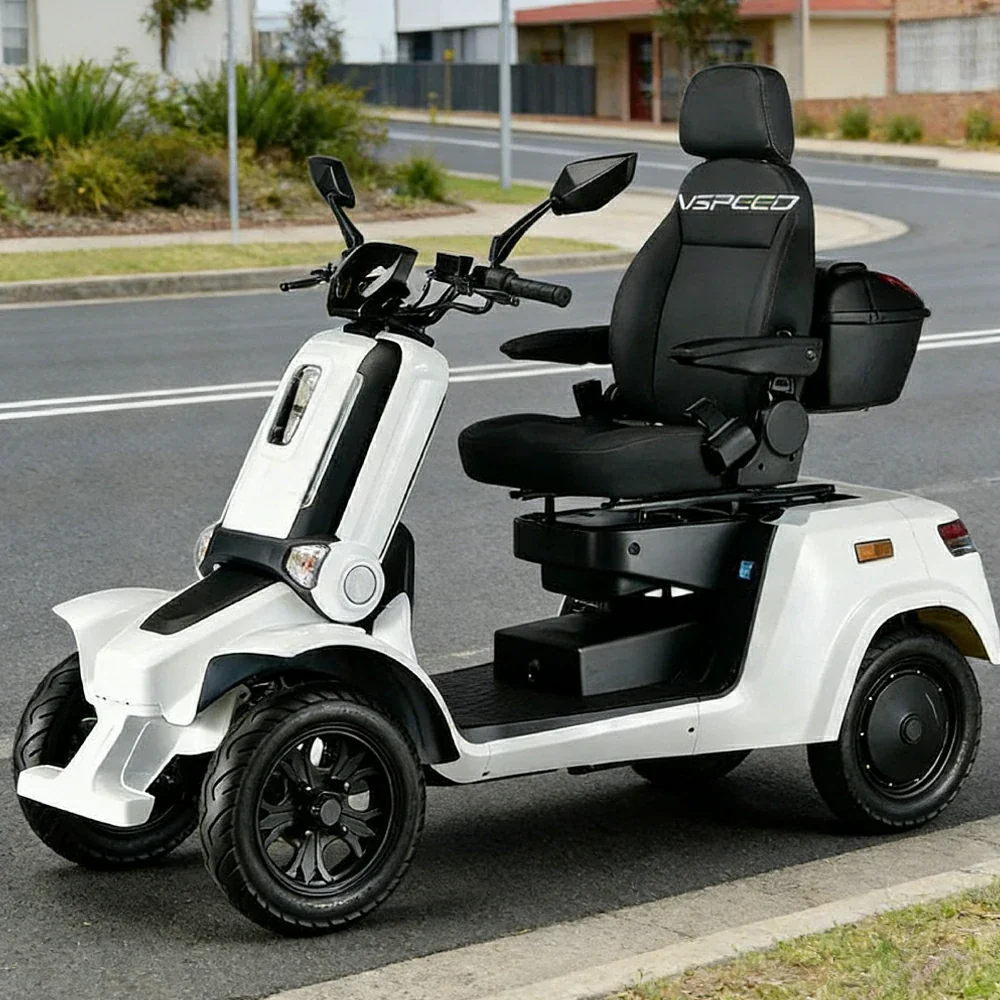 ROLLUX E4 800W×2 4-Wheel Mobility Scooter 300KG Weight Capacity with Lead-Acid Battery - White - Image 2