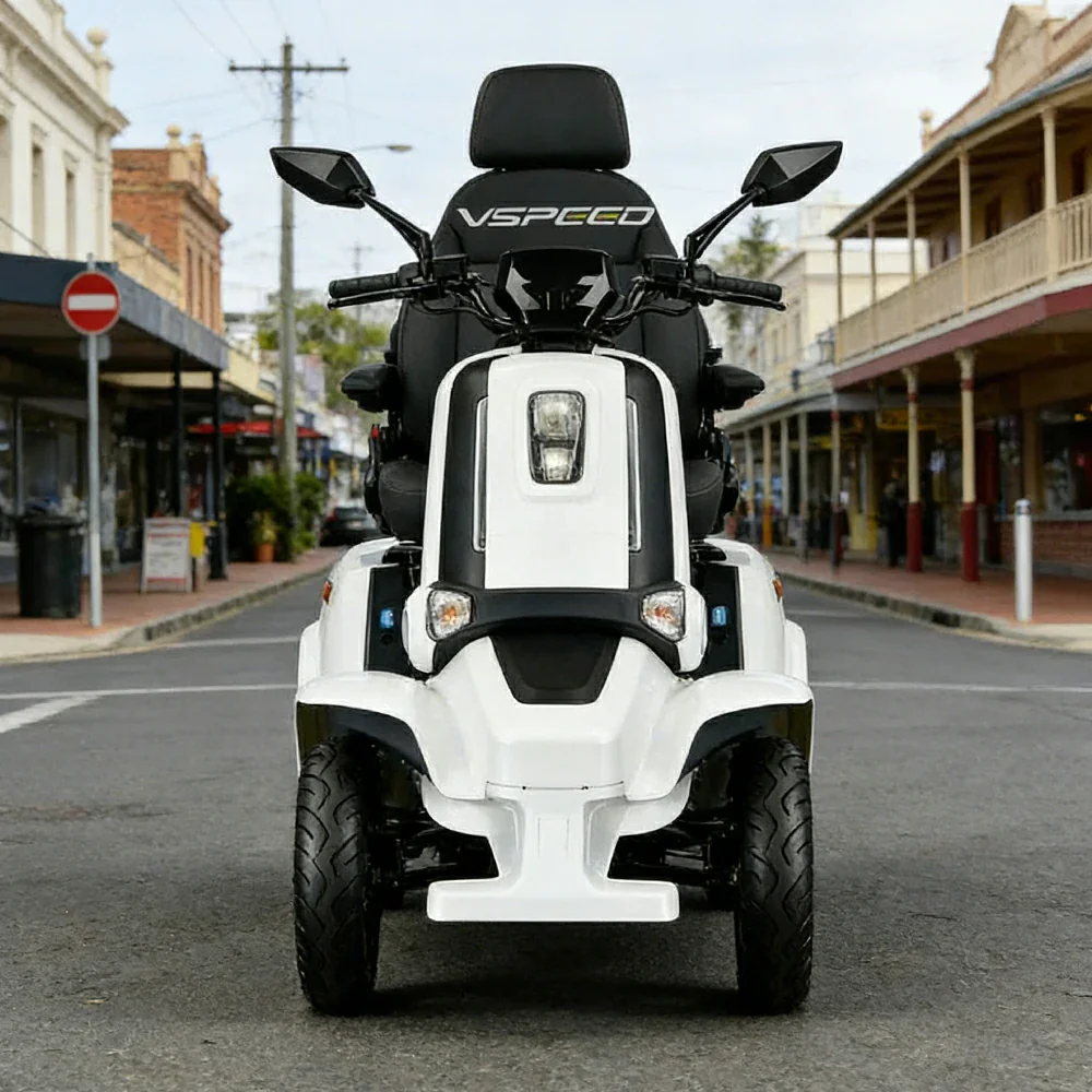 ROLLUX E4 800W×2 4-Wheel Mobility Scooter 300KG Weight Capacity with Lead-Acid Battery - White - Image 4