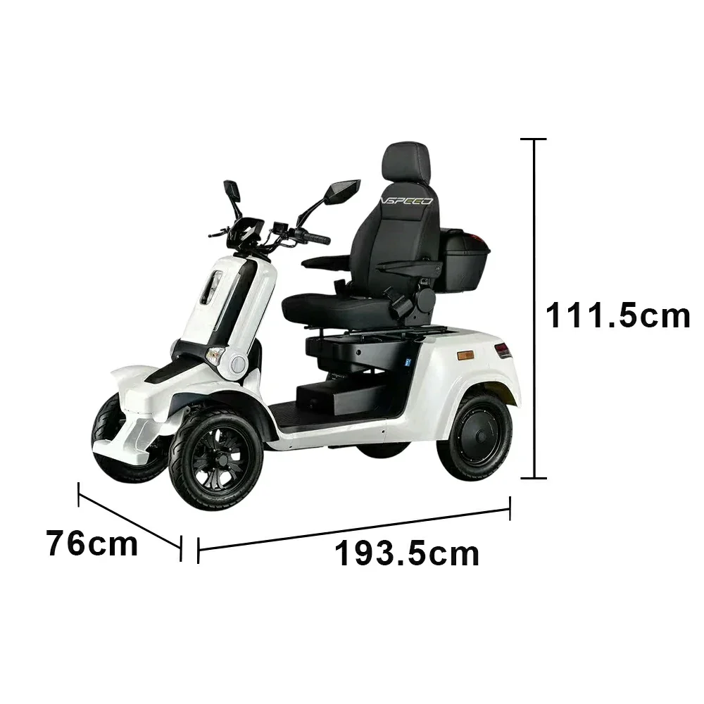 ROLLUX E4 800W×2 4-Wheel Mobility Scooter 300KG Weight Capacity with Lead-Acid Battery - White - Image 6