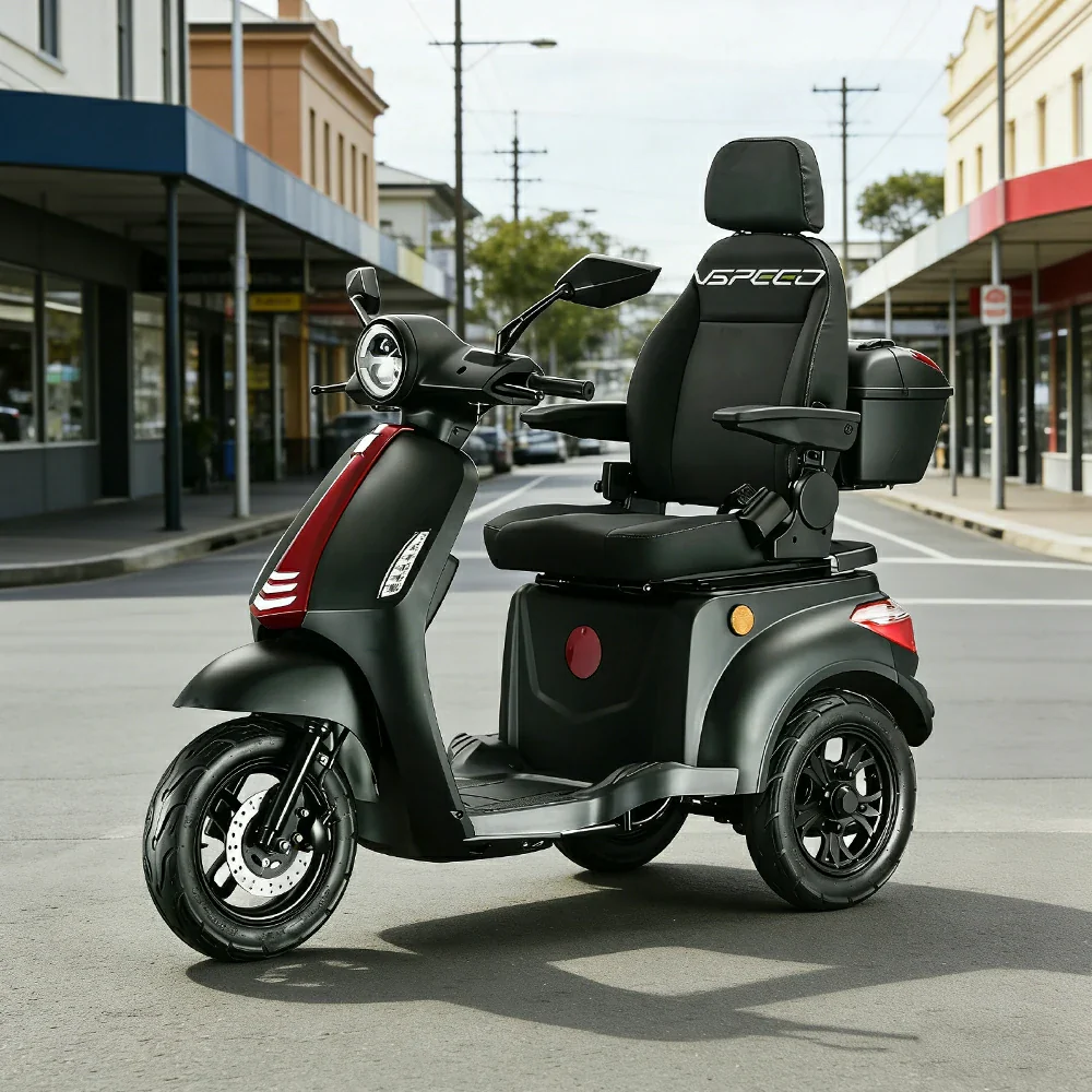 ROLLUX 1000W Electric Mobility Scooter 25km/h Three-Speed Ride with Adjustable Seat & Rear Trunk for Daily Travel ( F1 ) - Black - Image 2