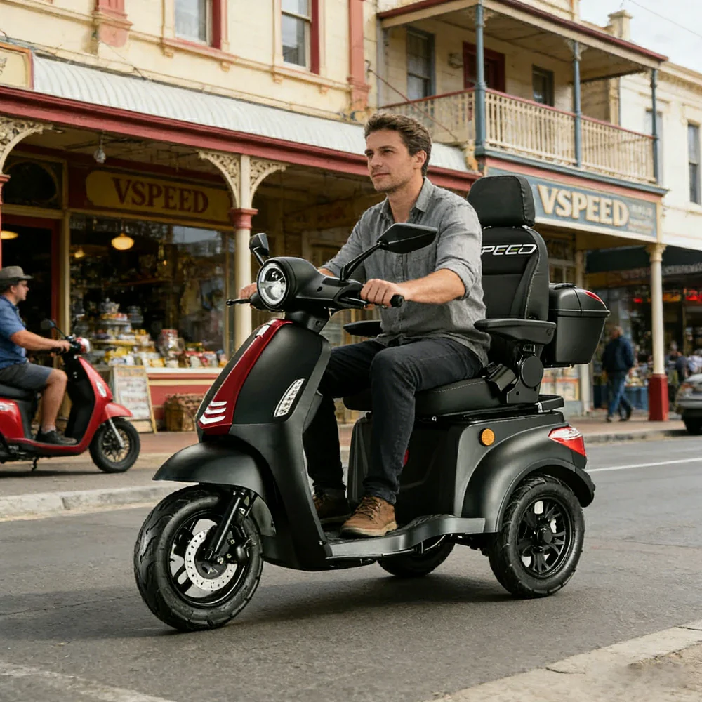 ROLLUX 1000W Electric Mobility Scooter 25km/h Three-Speed Ride with Adjustable Seat & Rear Trunk for Daily Travel ( F1 ) - Black - Image 4