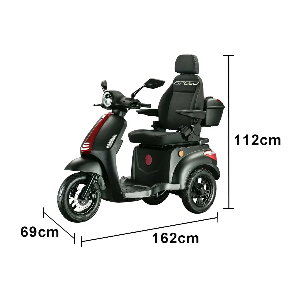 ROLLUX 1000W Electric Mobility Scooter 25km/h Three-Speed Ride with Adjustable Seat & Rear Trunk for Daily Travel ( F1 ) - Black - Image 6