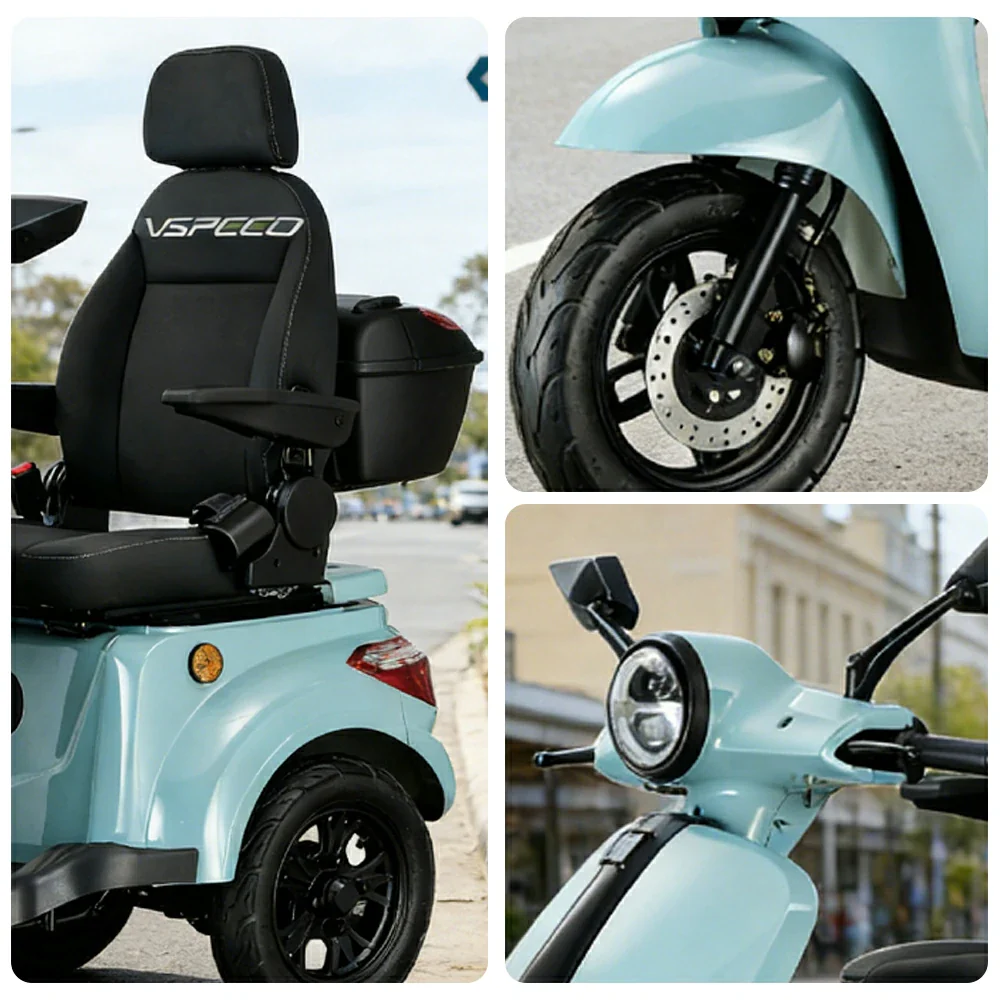 ROLLUX 1000W Electric Mobility Scooter 25km/h Three-Speed Ride with Adjustable Seat & Rear Trunk for Daily Travel ( F1 ) - Green - Image 3