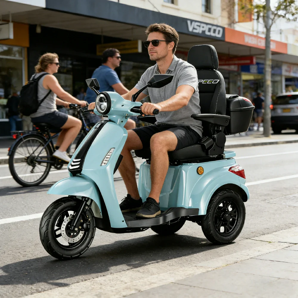 ROLLUX 1000W Electric Mobility Scooter 25km/h Three-Speed Ride with Adjustable Seat & Rear Trunk for Daily Travel ( F1 ) - Green - Image 5