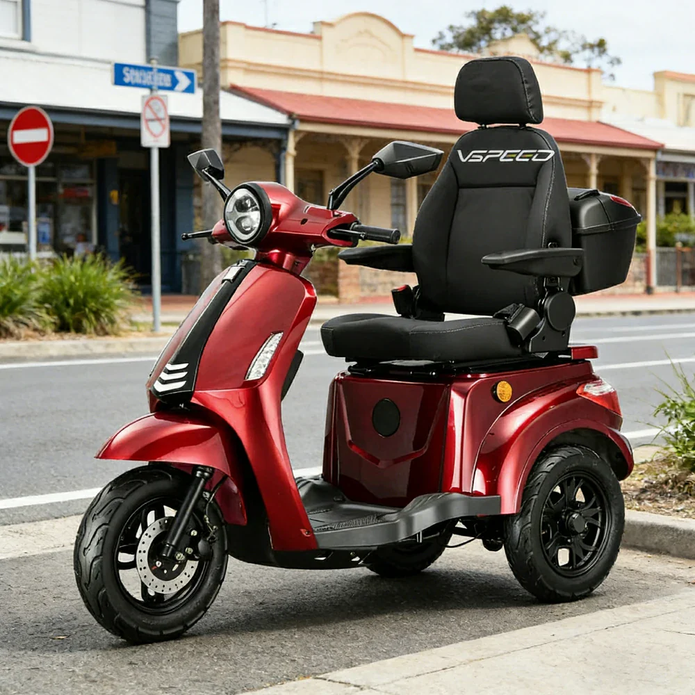 ROLLUX 1000W Electric Mobility Scooter 25km/h Three-Speed Ride with Adjustable Seat & Rear Trunk for Daily Travel ( F1 ) - Red - Image 2