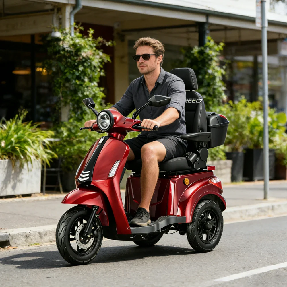 ROLLUX 1000W Electric Mobility Scooter 25km/h Three-Speed Ride with Adjustable Seat & Rear Trunk for Daily Travel ( F1 ) - Red - Image 5