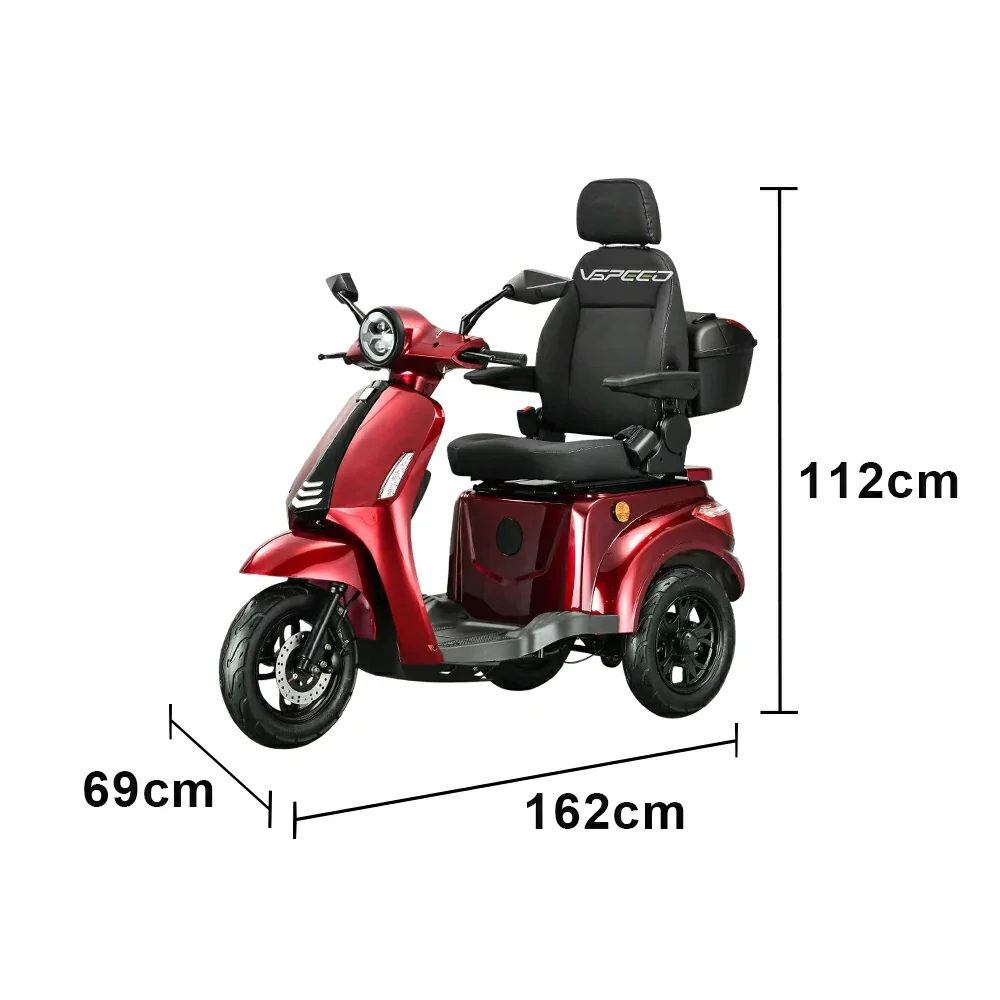 ROLLUX 1000W Electric Mobility Scooter 25km/h Three-Speed Ride with Adjustable Seat & Rear Trunk for Daily Travel ( F1 ) - Red - Image 6