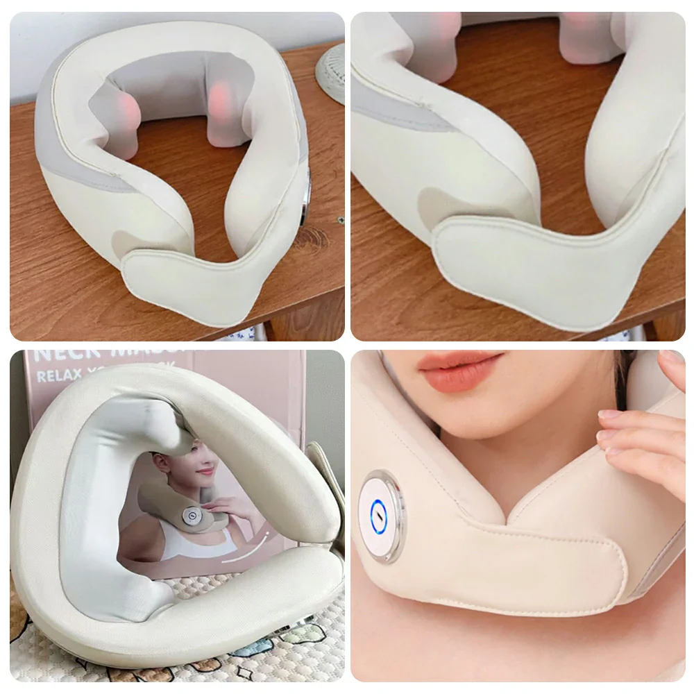 RELAXA Cordless Neck Massager with Heat, 3 Massage Modes, Premium Leather Finish, Ergonomic U-Shaped Portable Design - Image 3