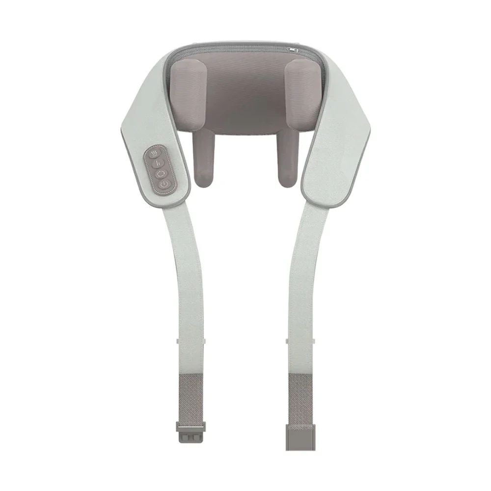 RELAXA Hands-Free Neck Massager with Heat, Quiet Cordless Massage, Breathable Fabric & PU Leather, Clip-On Ergonomic Design