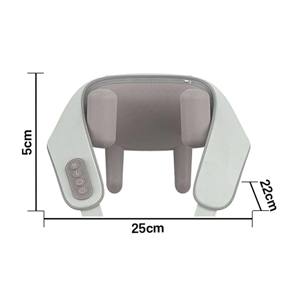 RELAXA Hands-Free Neck Massager with Heat, Quiet Cordless Massage, Breathable Fabric & PU Leather, Clip-On Ergonomic Design - Image 5